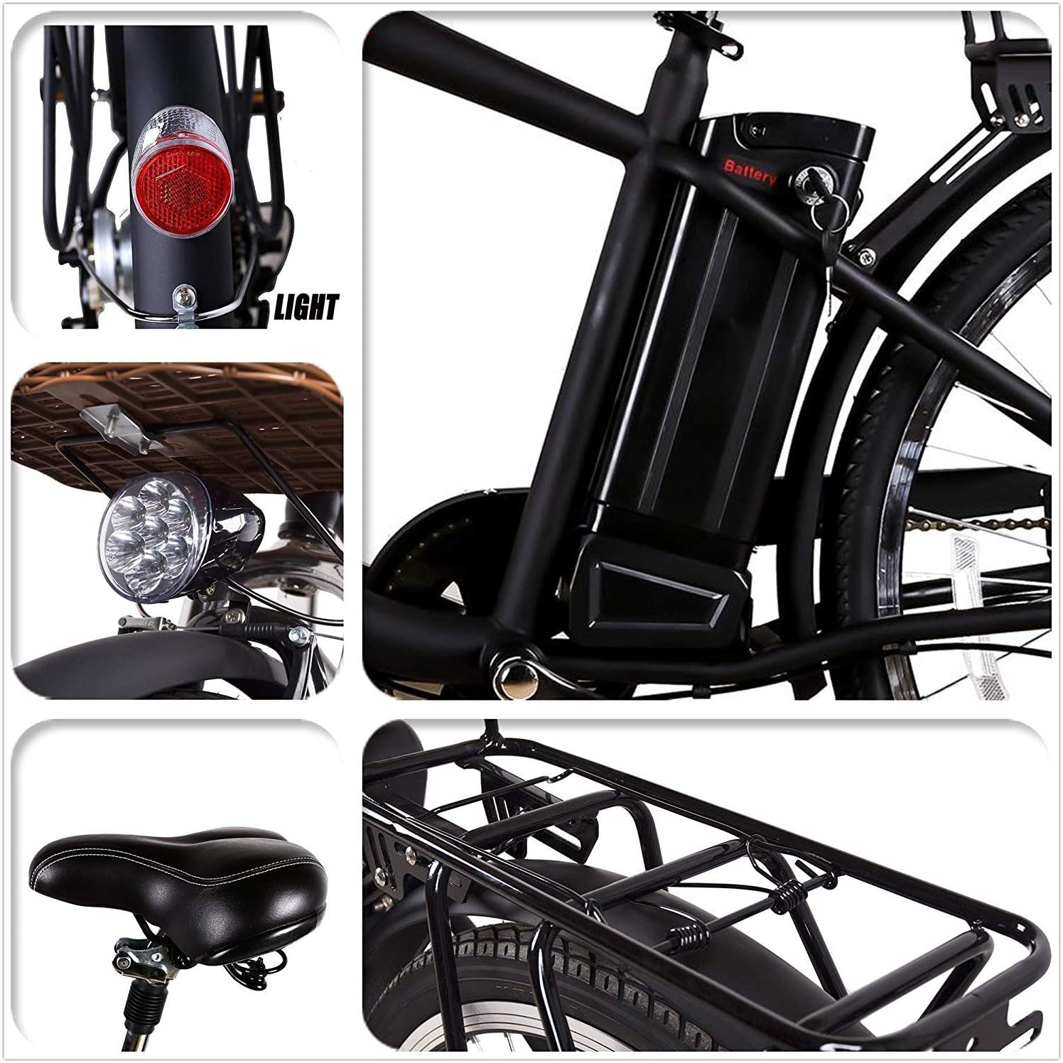NAKTO 26 Adult Electric Bicycle Assisted Bicycle for Men with Removable 36V 10A Large Capacity Lithium Battery Ebike and Charger