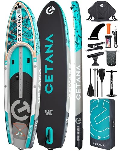 CETANA 11'6×35" Extra Wide Stand Up Paddle Board for Adults & Youth, 400lb Capacity Inflatable Paddle Board, Sup for 2+1 Person with Removable US Fin, 100L Backpack, Floating Paddle, Safety Leash