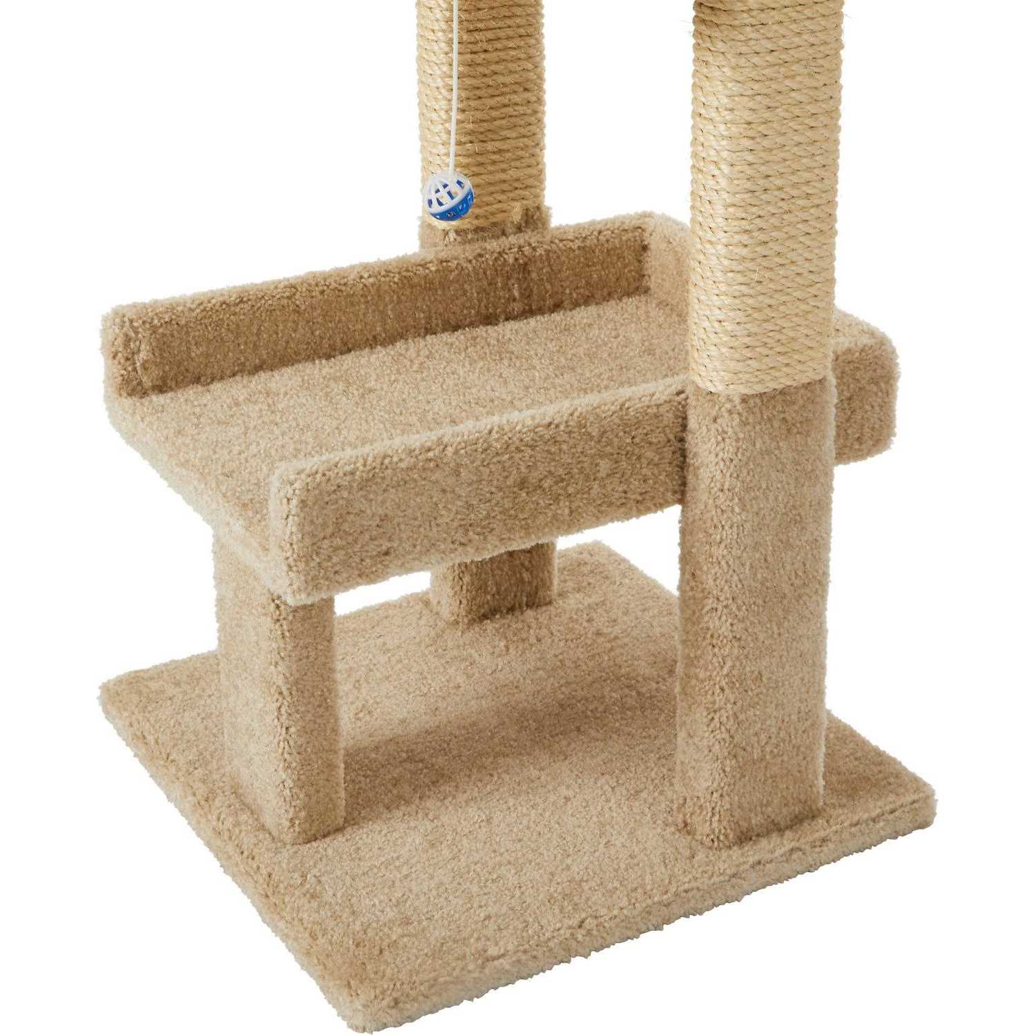 Frisco 32-in Real Carpet Wooden Cat Tree with Toy - Pet Supplies online store