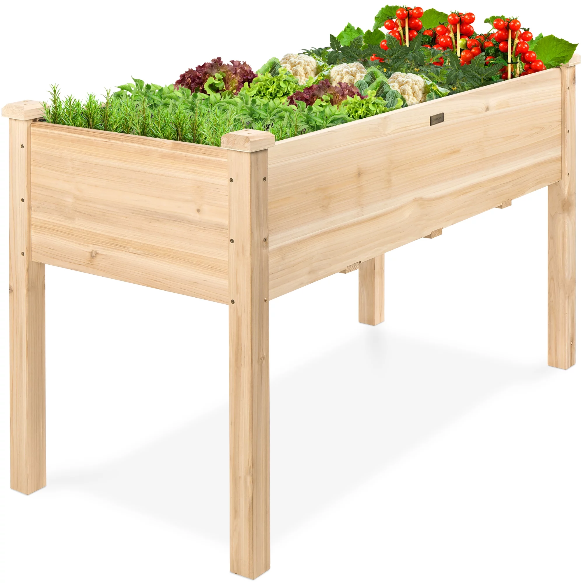 Best Choice Product 48x24x30in Raised Garden Bed, Elevated Wooden Planter for Yard w/ Foot Caps, Liner - Natural - Curated Treasures Market