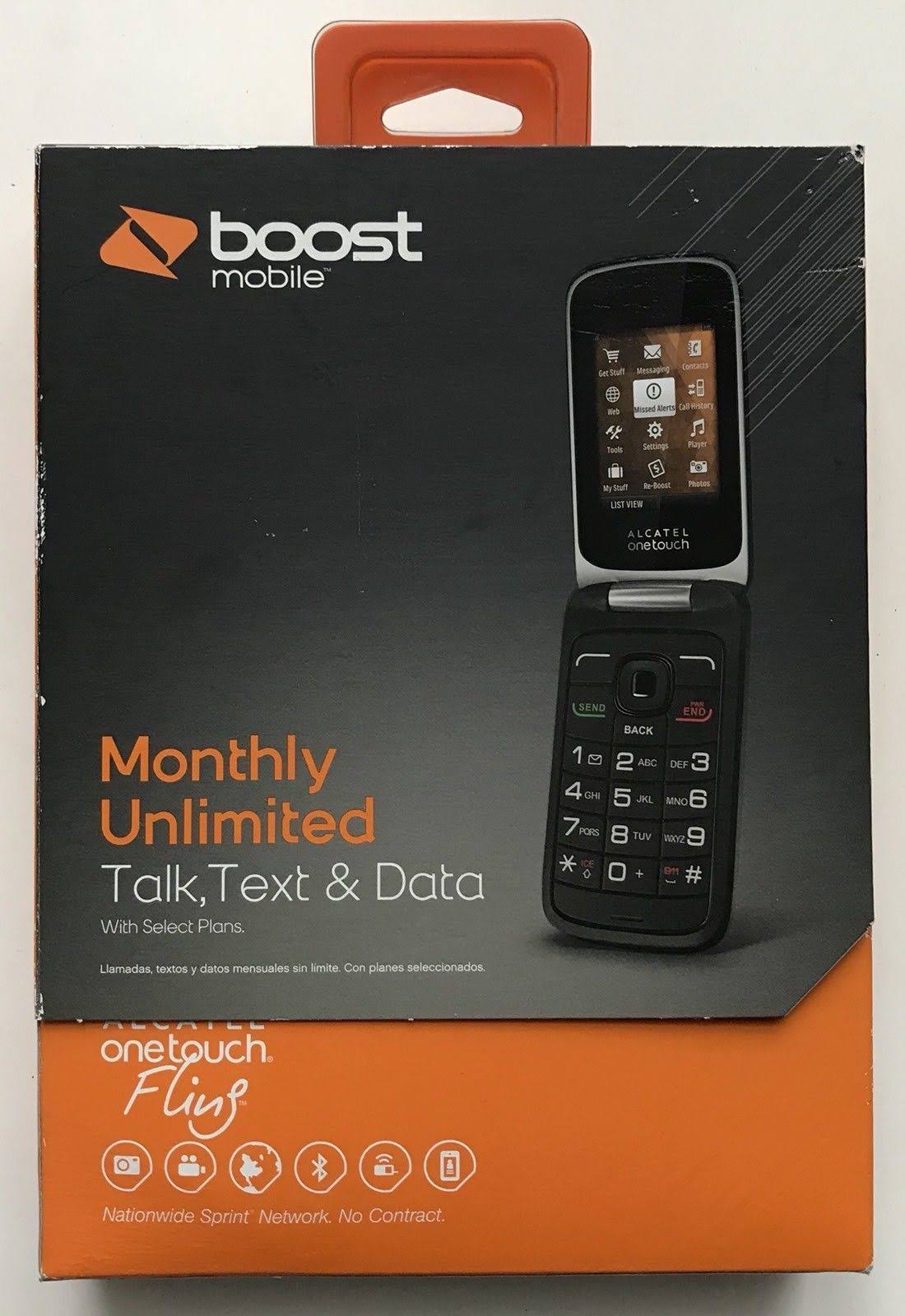 Alcatel OneTouch Fling, Flip Phone, Black, Boost Mobile