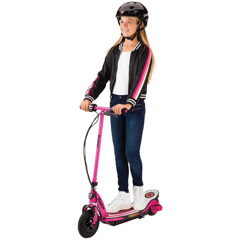 Razor Pink Power Core E100 24 Volt Scooter Speeds Up to 11 MPH, The High Torque Motor for Ages 8 Years+