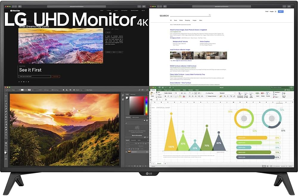 LG 43UN700T-B 43" 4K UHD 3840x2160 IPS USB-C HDR 10 Monitor - (Renewed)