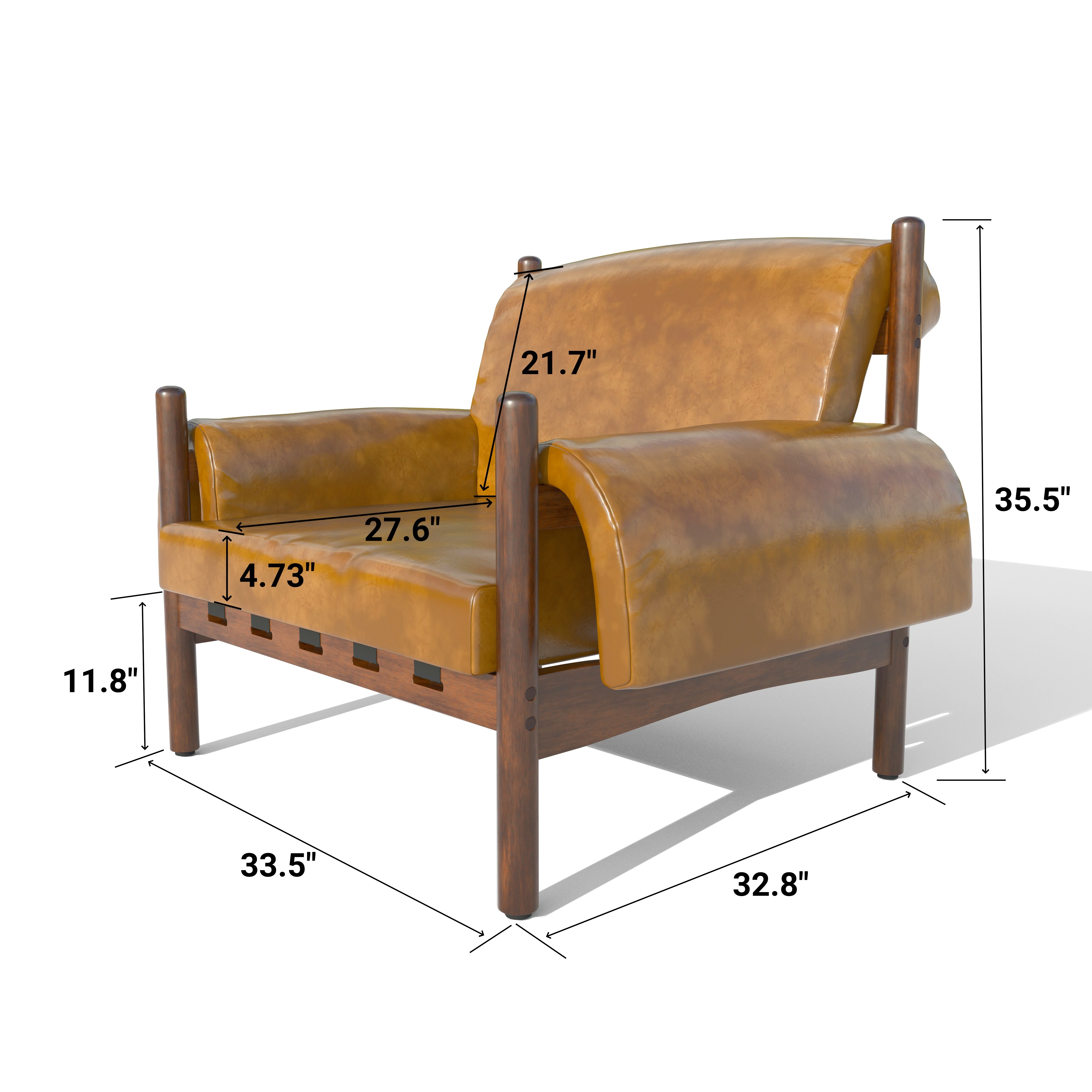 Rustic Accent Chair Vintage  Chairhigh density foam Mid Century Tall Back Chair with Arms Solid Wood Legs for Reading Living Room Bedroom Waiting Room (Brown)