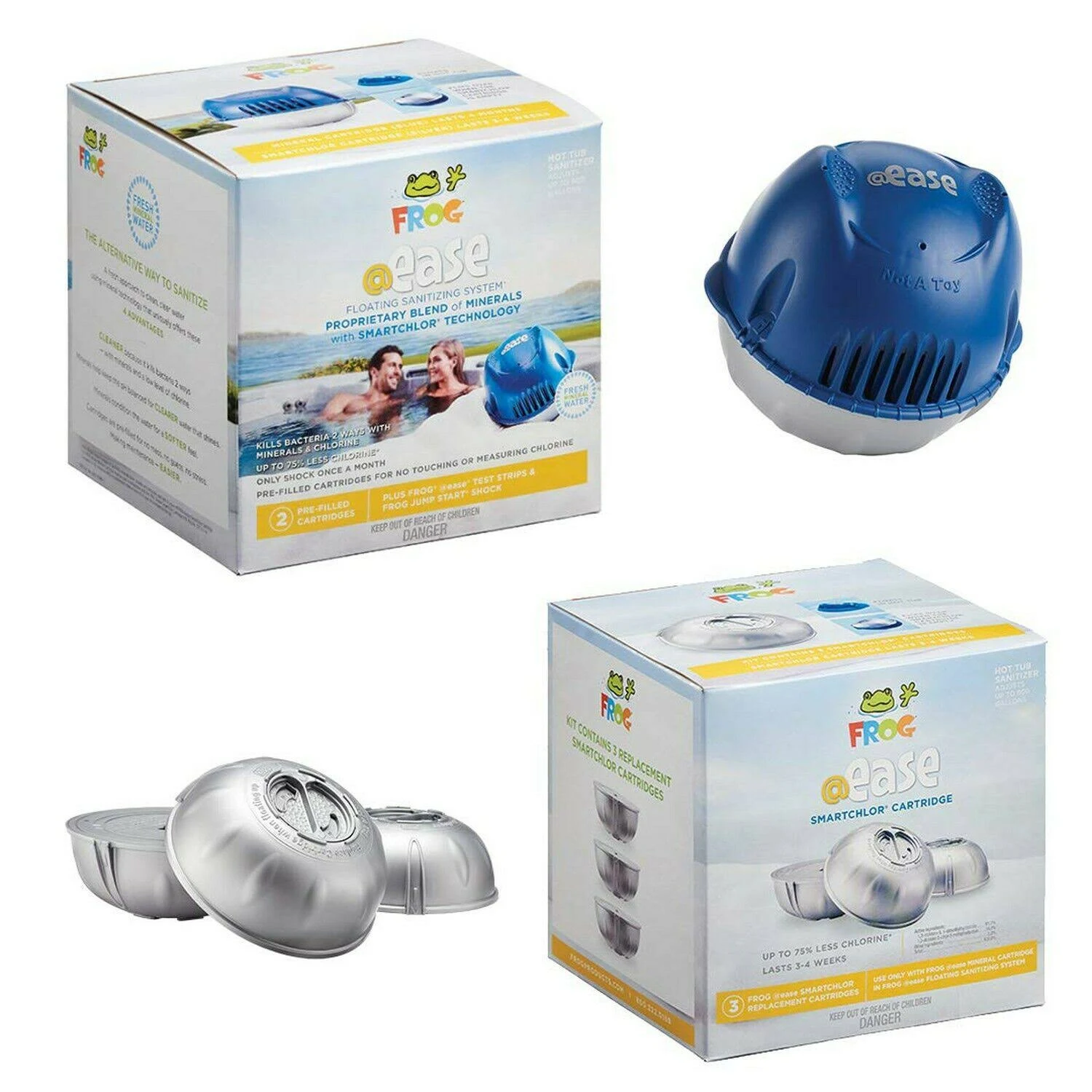 @ease Floating Sanitizing System + 3 @ease SmartChlor Replacement Cartidge Kit
