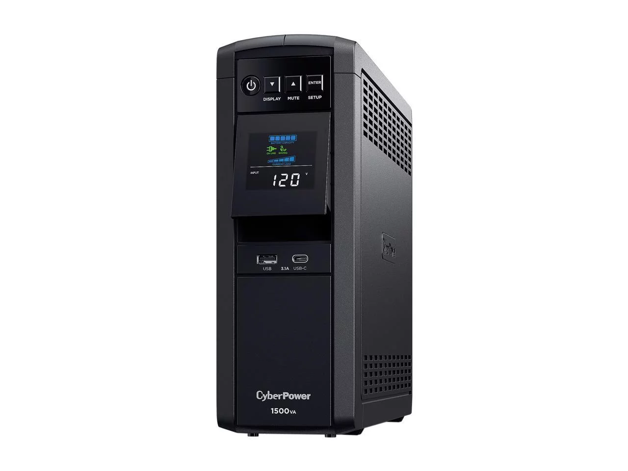 CyberPower CP1500PFCLCD PFC Sinewave UPS System, 1500VA/1000W, 12 Outlets, AVR, Mini Tower