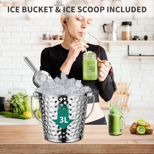 YITAHOME Commercial Ice Maker Machine with Storage Bin, Upgraded Compressor, Self-Cleaning Stainless Steel Industrial Ice Mchine, Includes Ice Scoop, Ice Bucket and Connection Hose