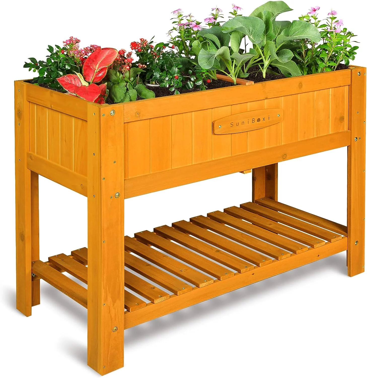 Raised Garden Bed 46x22x33in – Elevated Cedar Wooden Planter Box Outdoor with Legs & Storage Shelf for Vegetables Flowers Herbs, Outdoor Gardening Backyard Patio - Curated Treasures Market