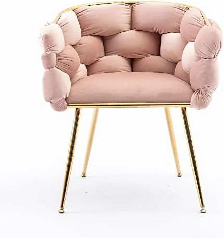 TJUNBOLIFE Velvet Accent Chair with Gold Legs - Stylish Cosmetic Chair for Desk  Living Room  or Bedroom - Silla de Acento or Silla Decorativa ()