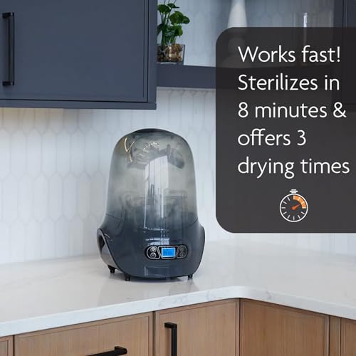 Baby Brezza Baby Bottle Sterilizer and Dryer Machine – Electric Steam Sterilization - Universal Fit - Pacifiers, Glass, Plastic, and Newborn Feeding Bottles, Charcoal