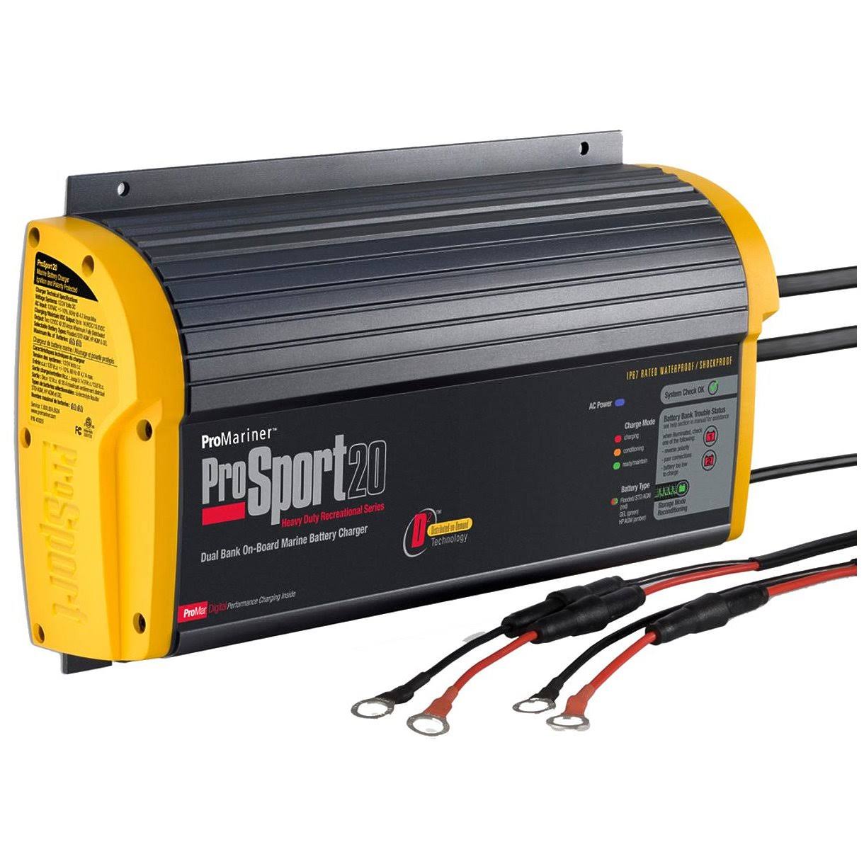 ProMariner Prosport 20 PFC Gen 3 Heavy Duty Recreational Series On-Board Marine Battery Charger - 20 Amp - 2 Bank