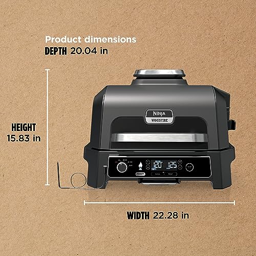 Ninja Woodfire Pro Outdoor Grill & Smoker with Built-In Thermometer, 7-in-1 Master Grill+Ninja Outdoor Flat Top Griddle Plate+ Ninja