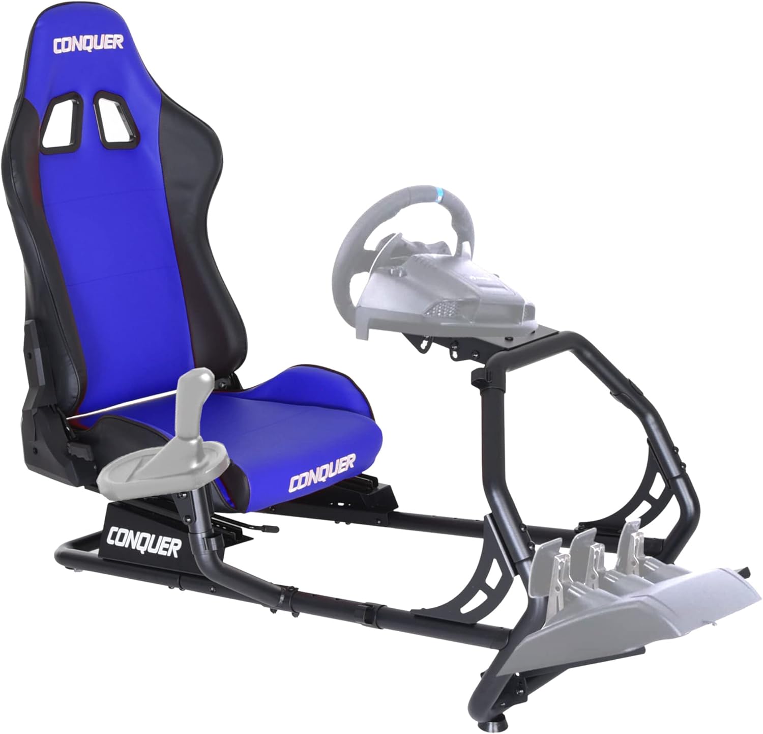 Conquer Racing Simulator Cockpit Driving Seat Reclinable with Gear Shifter Mount