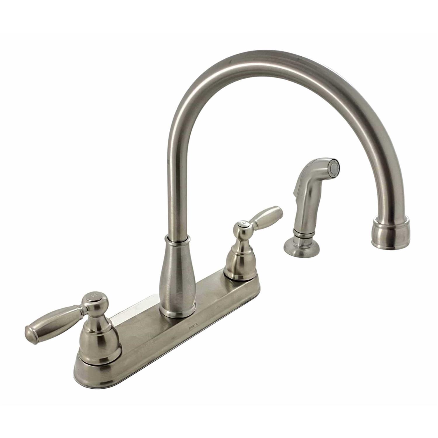 Delta Foundations 2-Handle Standard Kitchen Faucet with Side Sprayer Stainless - Shop Hardware Tools Online Store