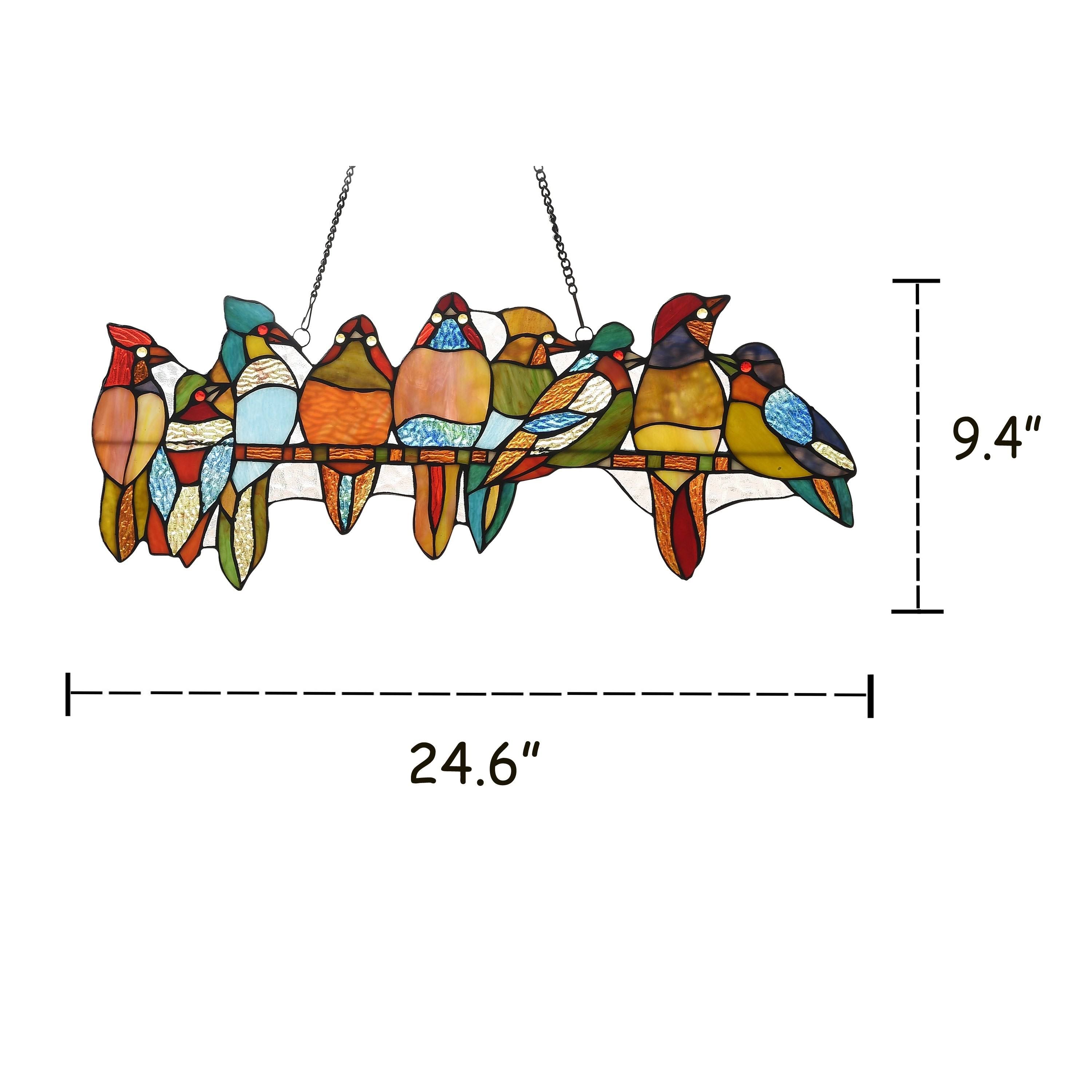 Gracewood Hollow Deffalah 141-Piece Stained Glass Birds Window Suncatcher