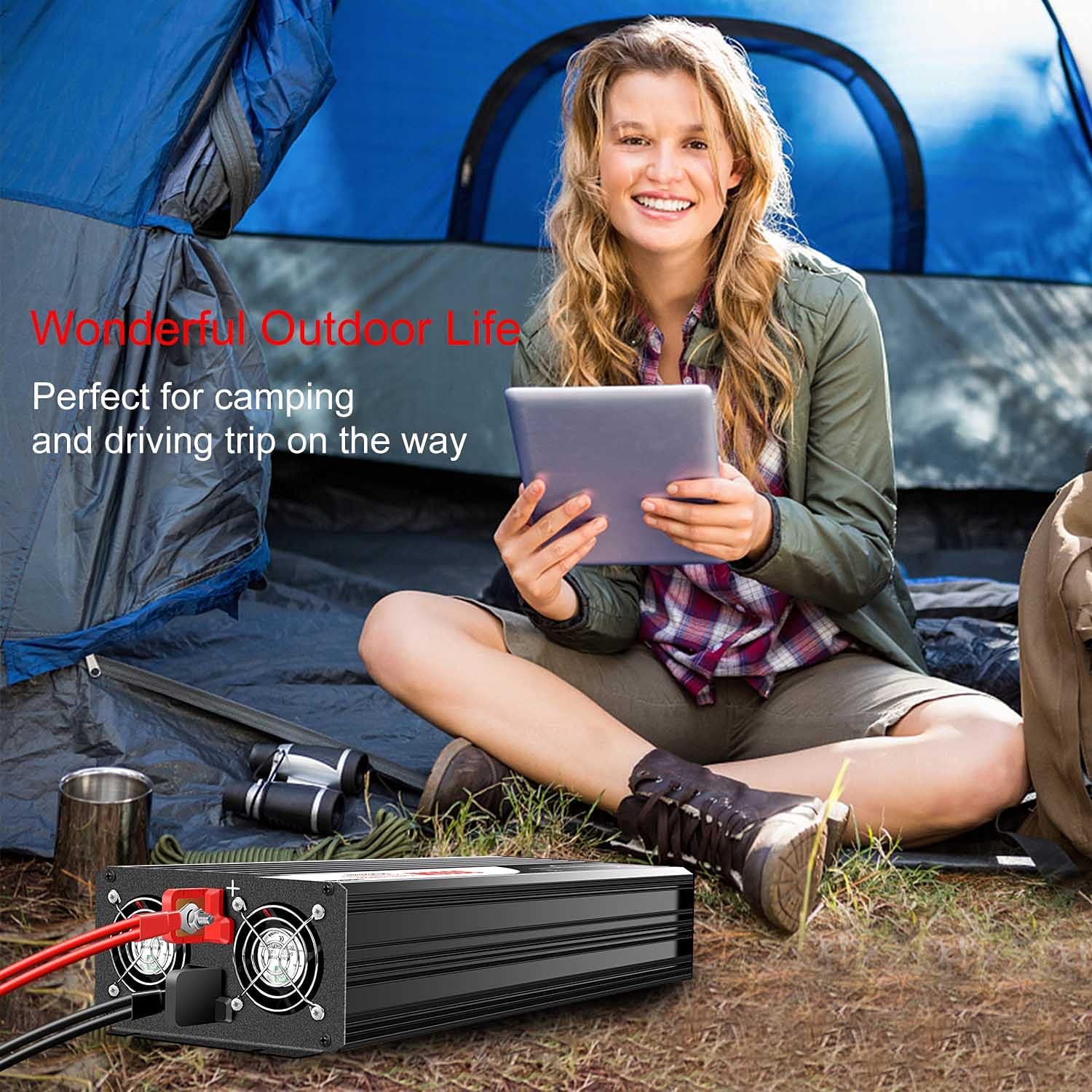 Xijia 3000W (Peak Power 6000W) Pure Sine Wave Power Inverter DC24V to 110V 120V ac Converter 60HZ with Soft Start for car &Camping (DC24V (Range 20V-30V) 3000W)