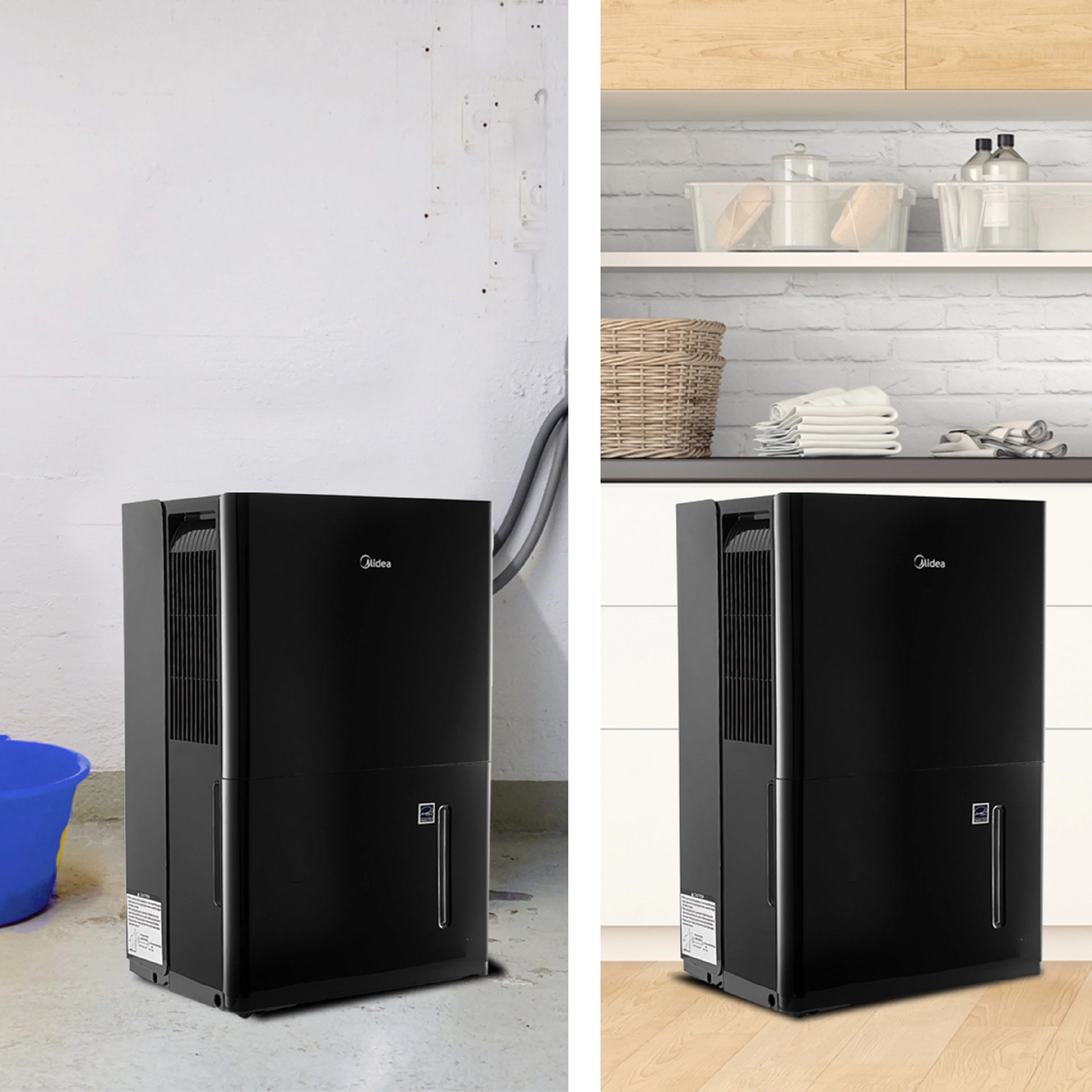 Midea 50-Pint Smart Dehumidifier with Pump - Wet Rooms, Energy Star, For Areas up to 4,500 Sq. ft., Black, MAD50PS1WBL