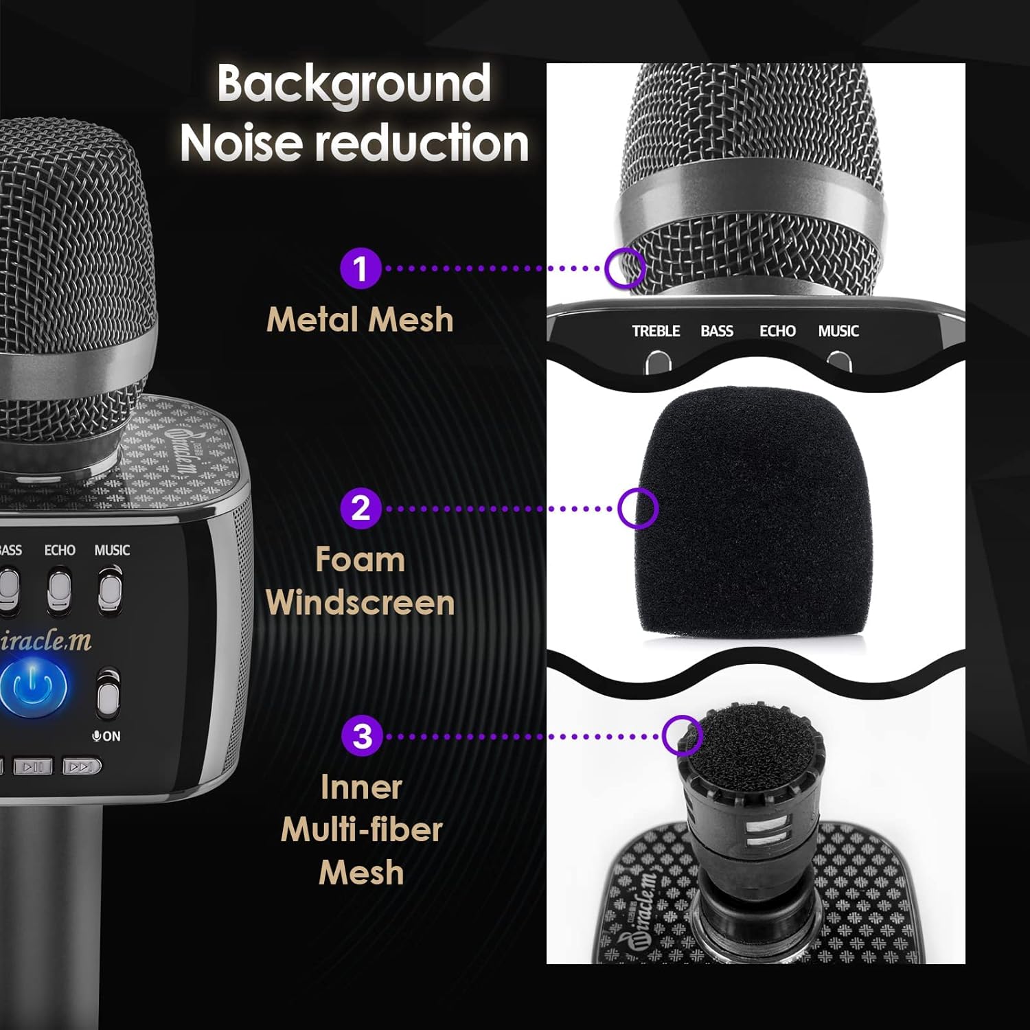 M75 - Bluetooth Karaoke Microphone - Bluetooth Microphone Wireless - Wireless Microphone Karaoke - Microphone for Kids and Adults - Carpool car Karaoke Microphone with Speaker - Karaoke mic