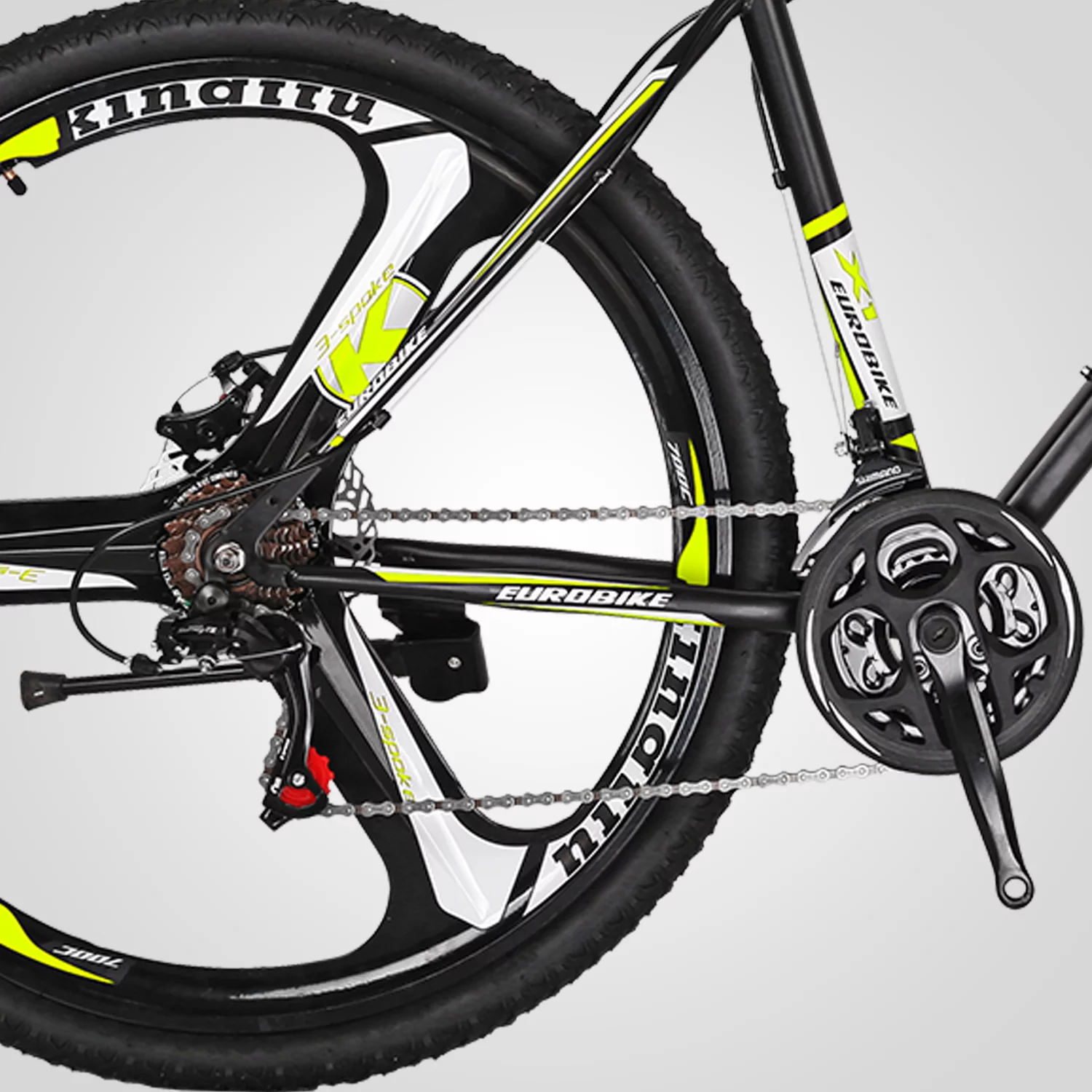 Eurobike X1 Mountain Bike 21 Speed 27.5 Inch Wheels Dual Disc Brakes bikes for Mens Bicycle 3-Spoke Wheels Yellow
