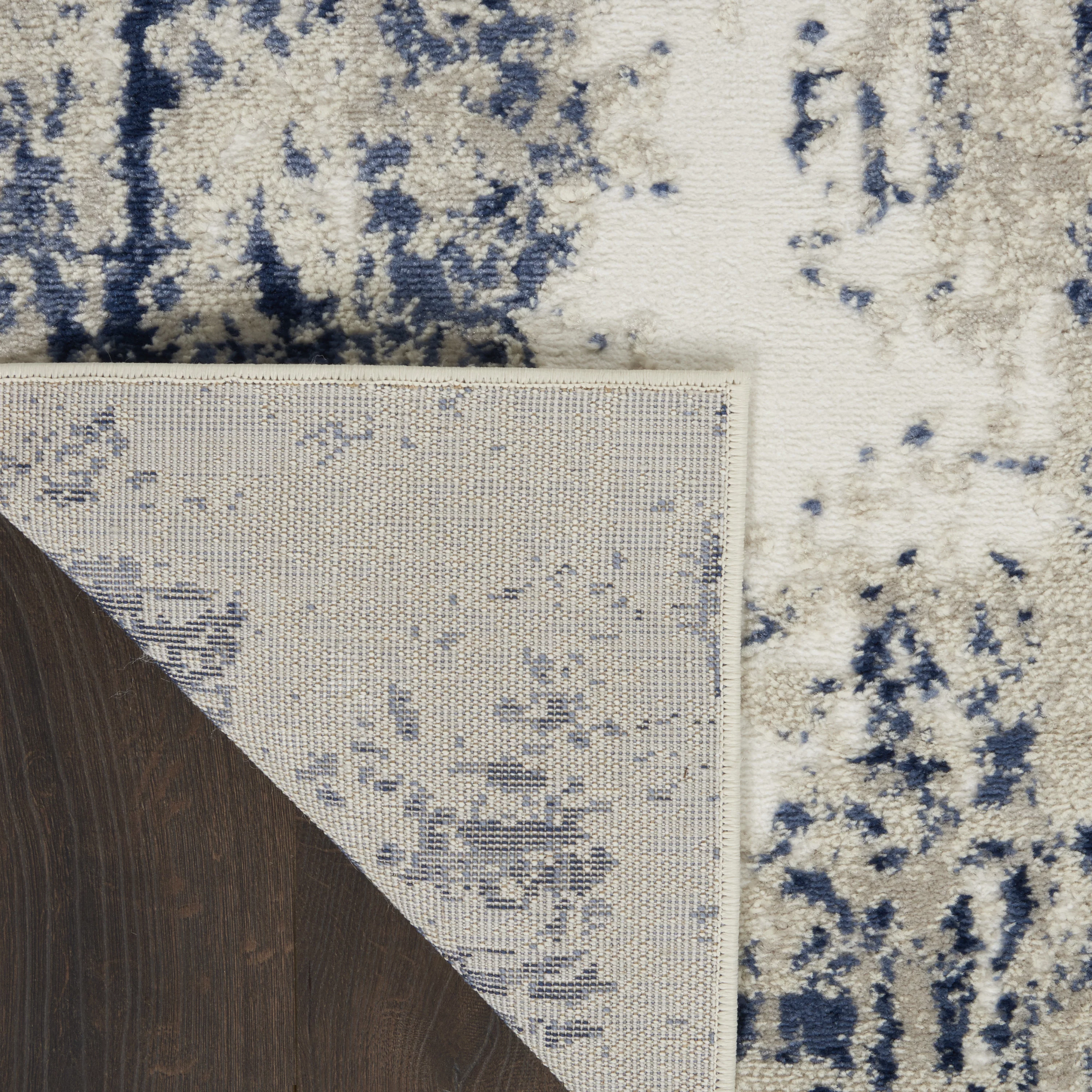 Nourison Cyrus Modern Abstract Ivory/Navy 5'3" x 7'3" Area Rug, (5' x 7')