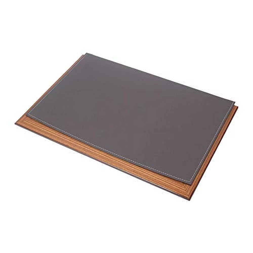 Star Luxury Leather Desk Set, Leather & Wood Desk Set, 11 Pcs, with Double Tray, Desk Organizer (Gray)