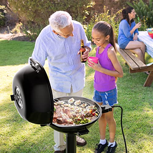 Giantex Electric BBQ Grill - 1600 Watts Portable Standing Grill with Removable Non-Stick Grilling Rack, Adjustable Temperature, Indoor & Outdoor Grill for Picnic Party, Camping