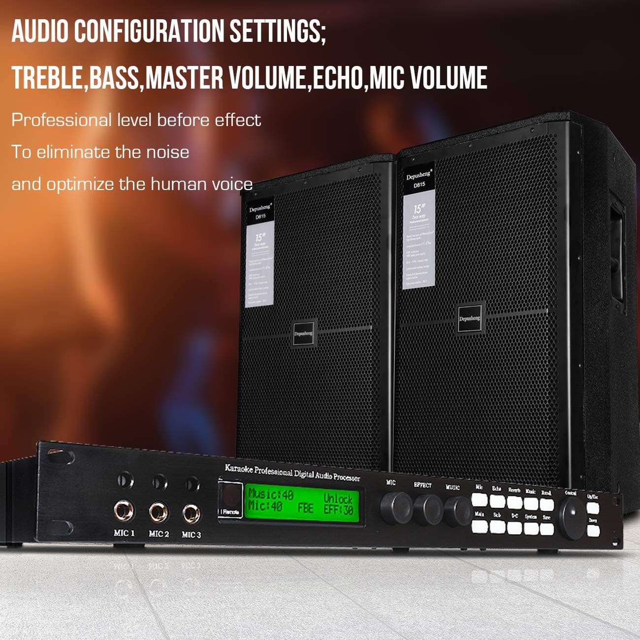 Depusheng X5 Karaoke Professional Digital Audio Processor Can Set via a PC Interface Prevent Howling