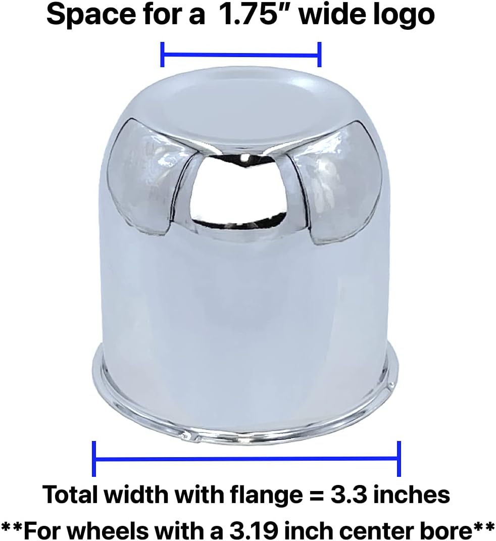 4 Chrome 5.15 Push Through Center Caps for Auto, Truck, Trailer Wheels and Rims