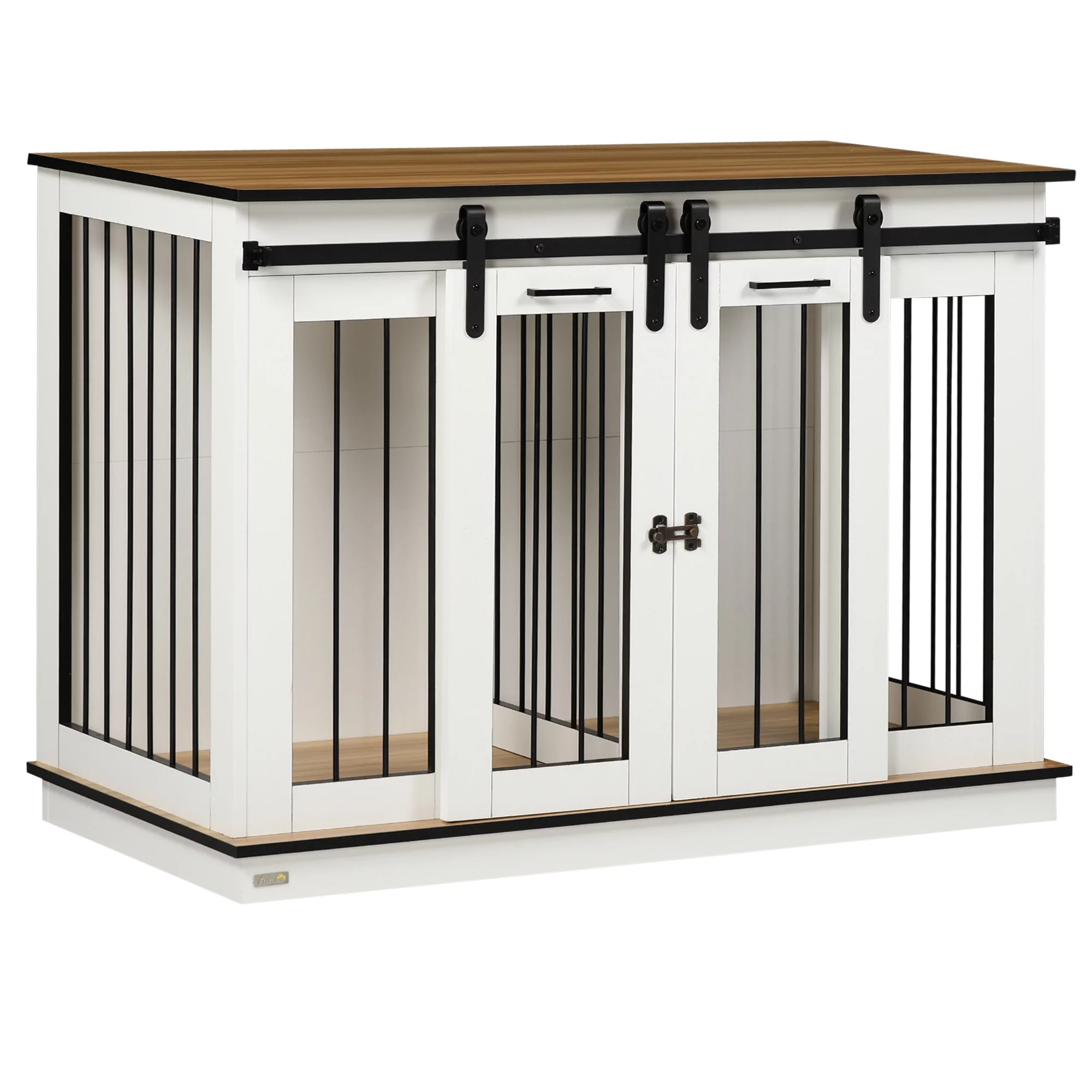 PawHut Modern Dog Crate End Table with Divider Panel, White