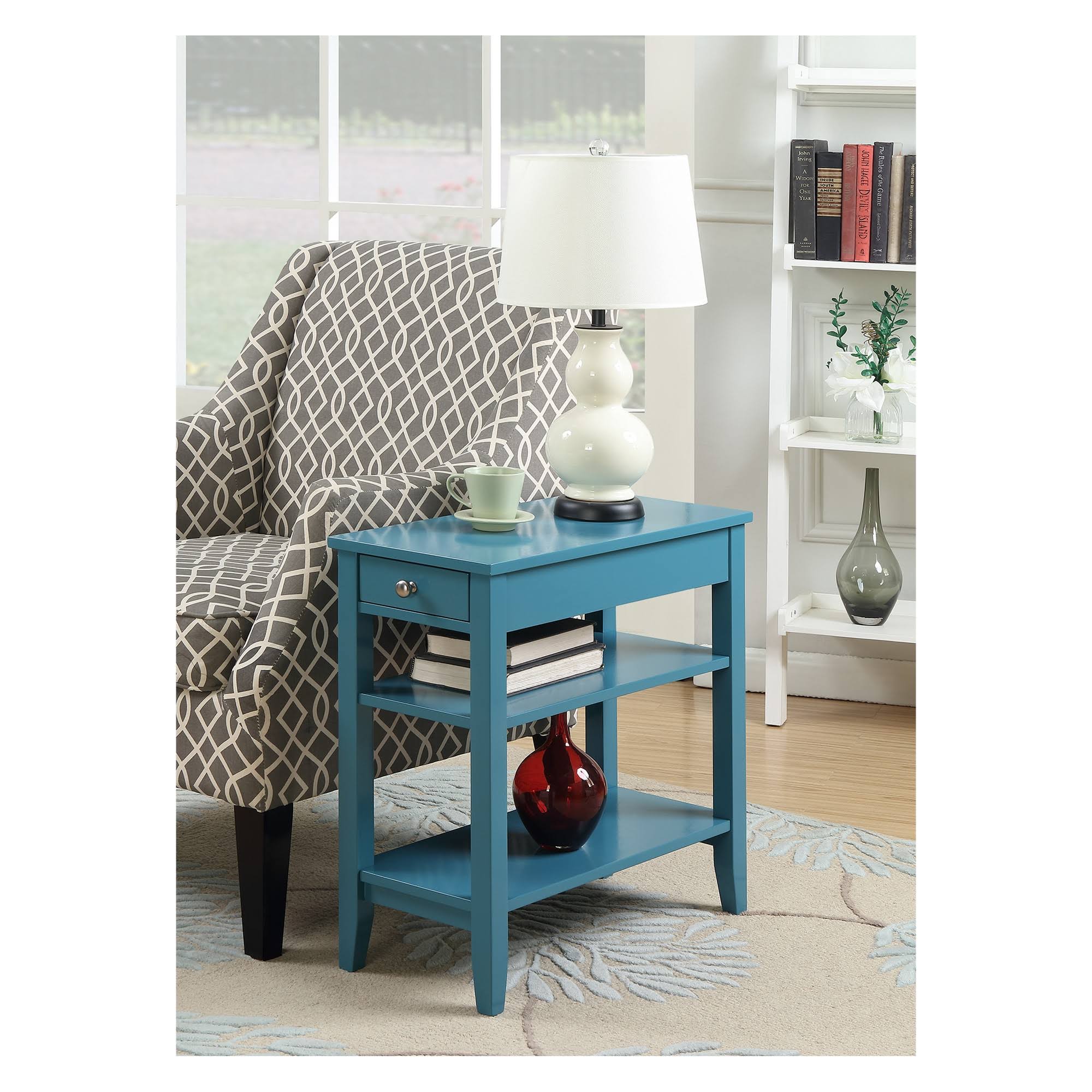 American Heritage 3 Tier End Table with Drawer Blue - Breighton Home