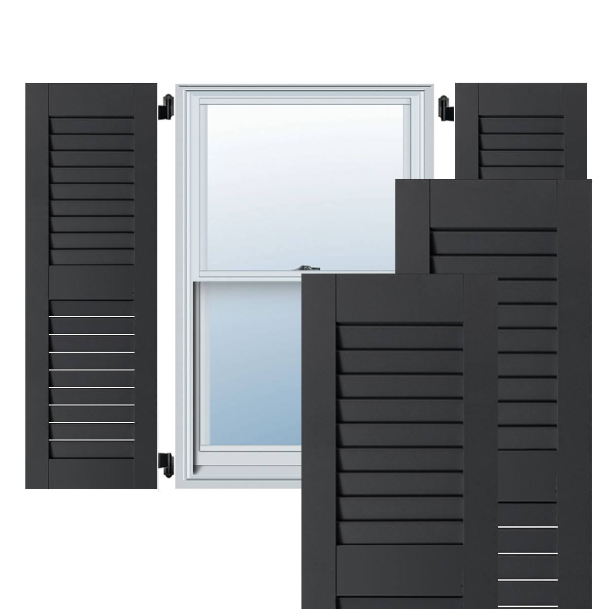 Ekena Millwork 18 in. x 40 in. Exterior Real Wood Western Red Cedar Louvered Shutters Pair Black
