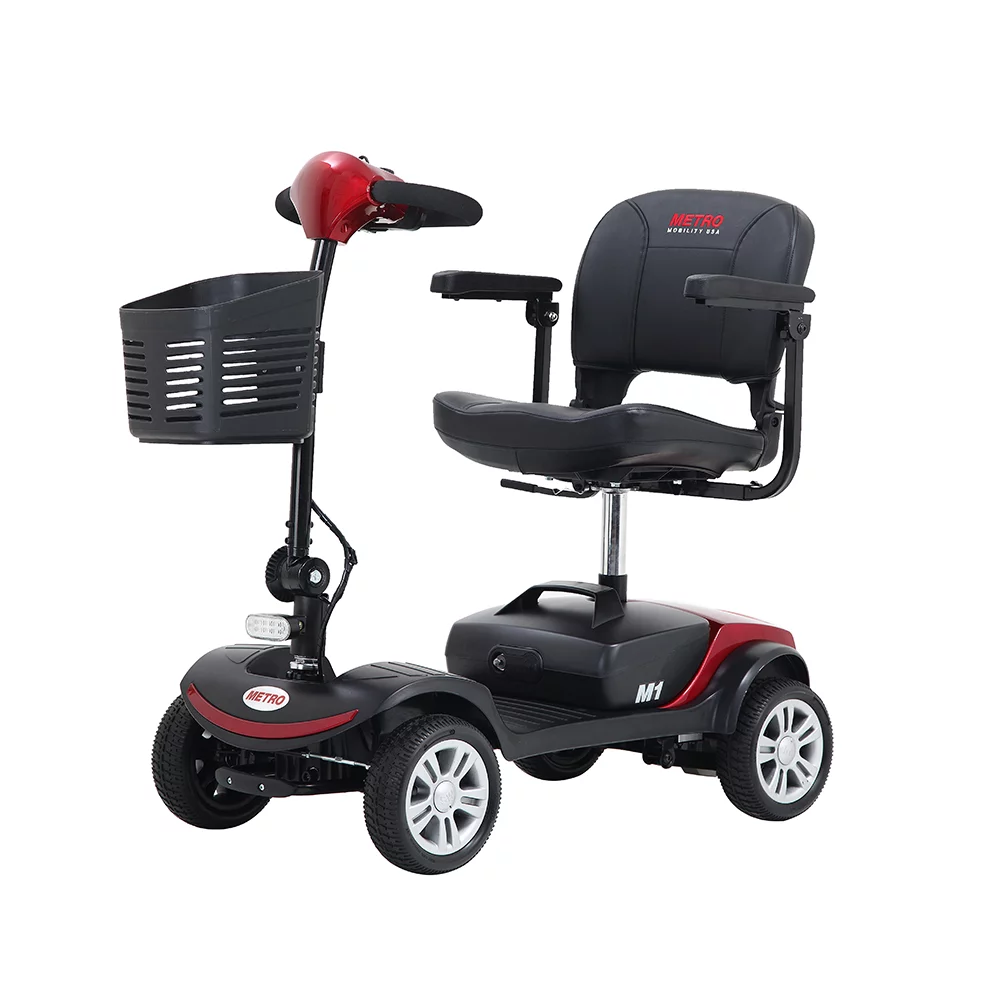 BTMWAY Mobility Scooter, 4 Wheels Electric Scooter for Seniors, Compact Folding Travel Mobility Scooters for Adult, Transformer Mobility Scooter with Swivel Seat, Front and Rear LED Light, Silver
