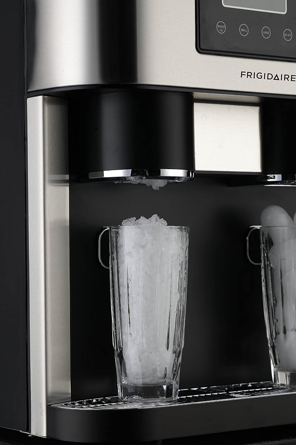Frigidaire EFIC245-SS 3-in-1 Countertop Crushed Style Ice Crusher and Cube Maker, Makes 33 Pounds in 24 Hours, 2 Sizes, with Water Dispenser, Stainless Steel