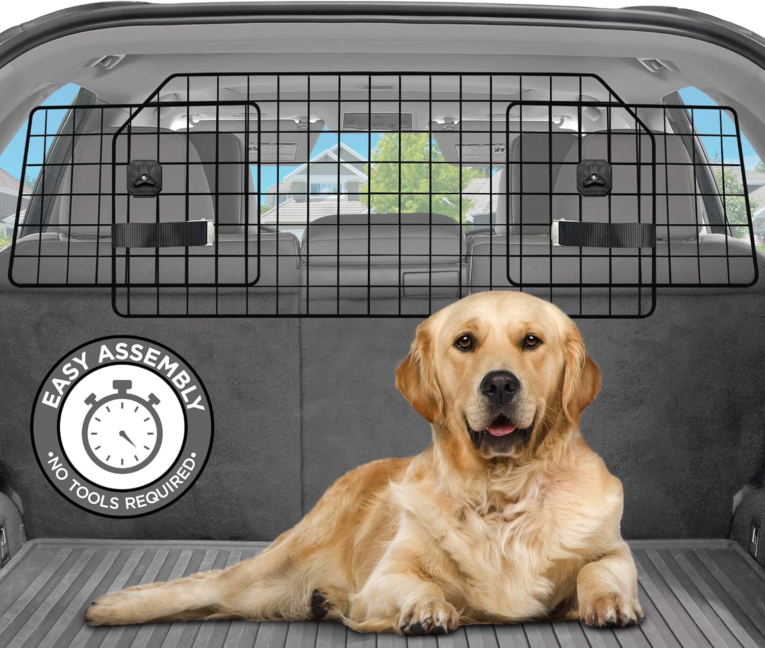Pawple Dog Car Barrier for SUV's, Cars & Vehicles, Trucks, Adjustable Large Pet Barrier, Heavy-Duty Wire Mesh- Universal Fit Vehicles Divider Pack of 2