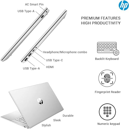 HP 17 Touchscreen Laptop Computer, 17.3” HD+ Touch Screen Business PC, Intel Core i7