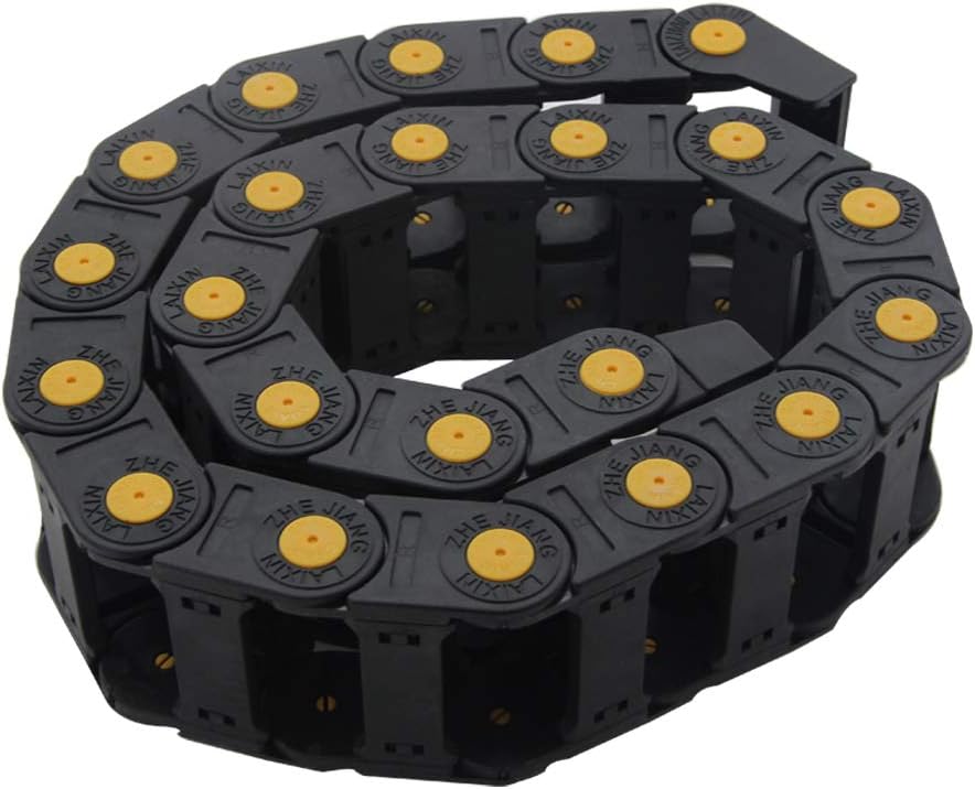 Fielect Drag Chain Cable Carrier Open Type with End Connectors R100 35X100mm 1 Meter Plastic for Electrical CNC Router Machines Black 1Pcs