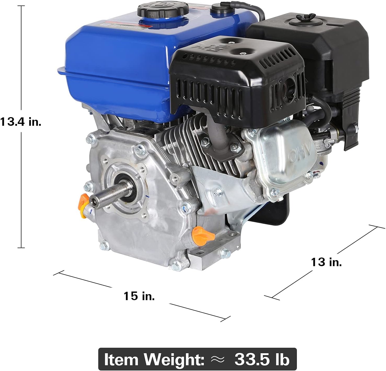 BILT HARD 7HP Gas Engine, 212cc 4-Cycle OHV Horizontal Shaft Gasoline Motor, for Go Cart, Compressor, Log Splitter, Pressure Washer, Shaft 3/4 (19mm) Diameter, 2-3/8 Long, 3/16 Keyway