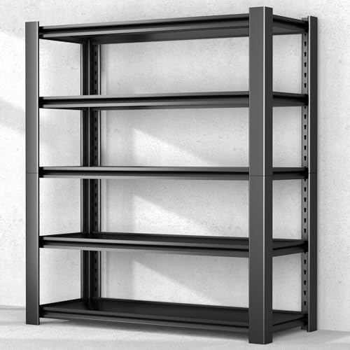5-Tier Garage Shelving Heavy Duty, 3000 LBS Capacity Metal Storage Rack 76" H x 60" W x 24" D, Adjustable Steel Shelves Unit for Garage, Warehouse, Basement, Pantry, Workshop.1 Pack