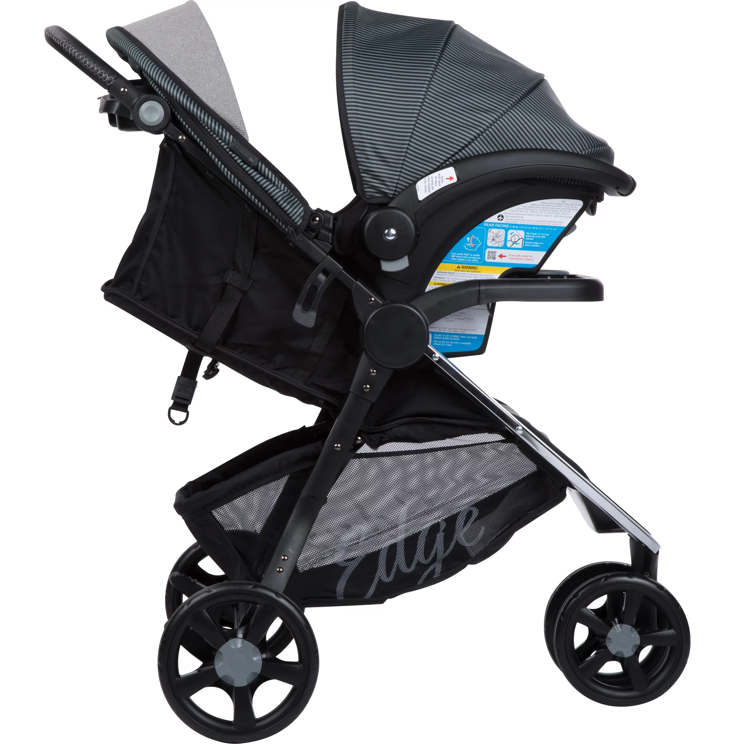 Monbebe Edge Travel System Stroller and Rear-Facing Infant Car Seat, Pinstripe
