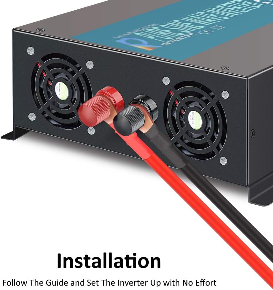 Reliable Pure Sine Wave Power Inverter 1500Watt 24V DC to 110V 120V with Remote Control Dual AC Outlets for CPAP RV Car Off Grid System
