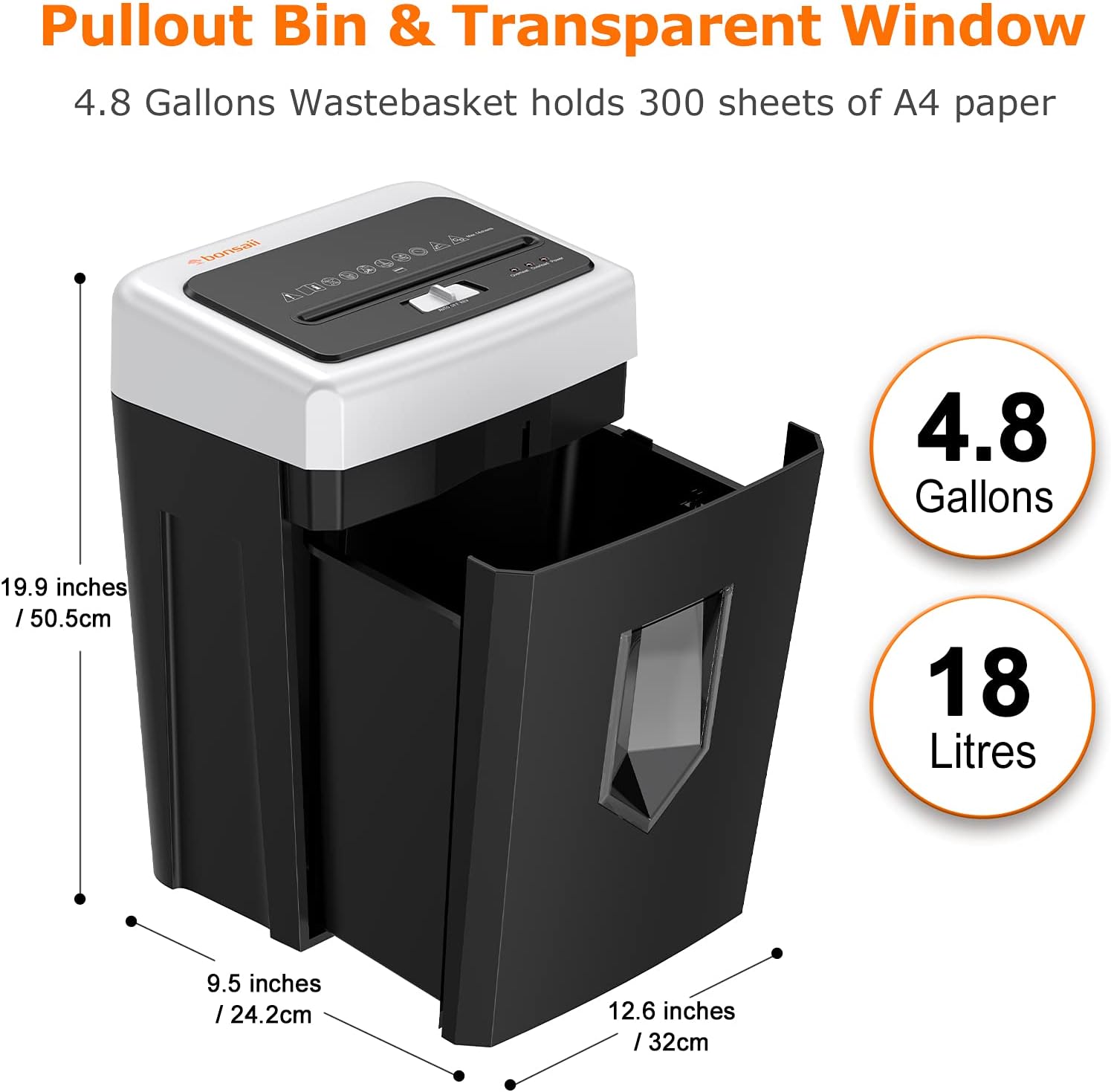Bonsaii 14-Sheet Office Paper Shredder, 30-Minute Continuous Running Time, Credit Card/Staples Cross-Cut Shredders for Home Use Heavy Duty, Quiet Shredding Machine with Jam Proof System (C169-B)