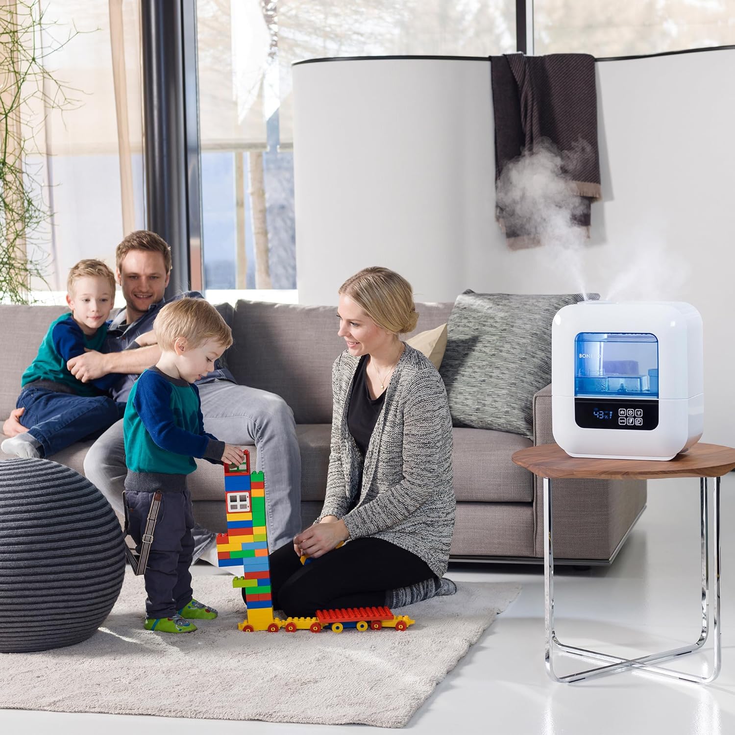 BONECO U700 Largest Room Whisper Quiet Top Fill Ultrasonic Variable Mist Humidifier with Self Cleaning Mode, Digital Display, and Auto Shutoff, White