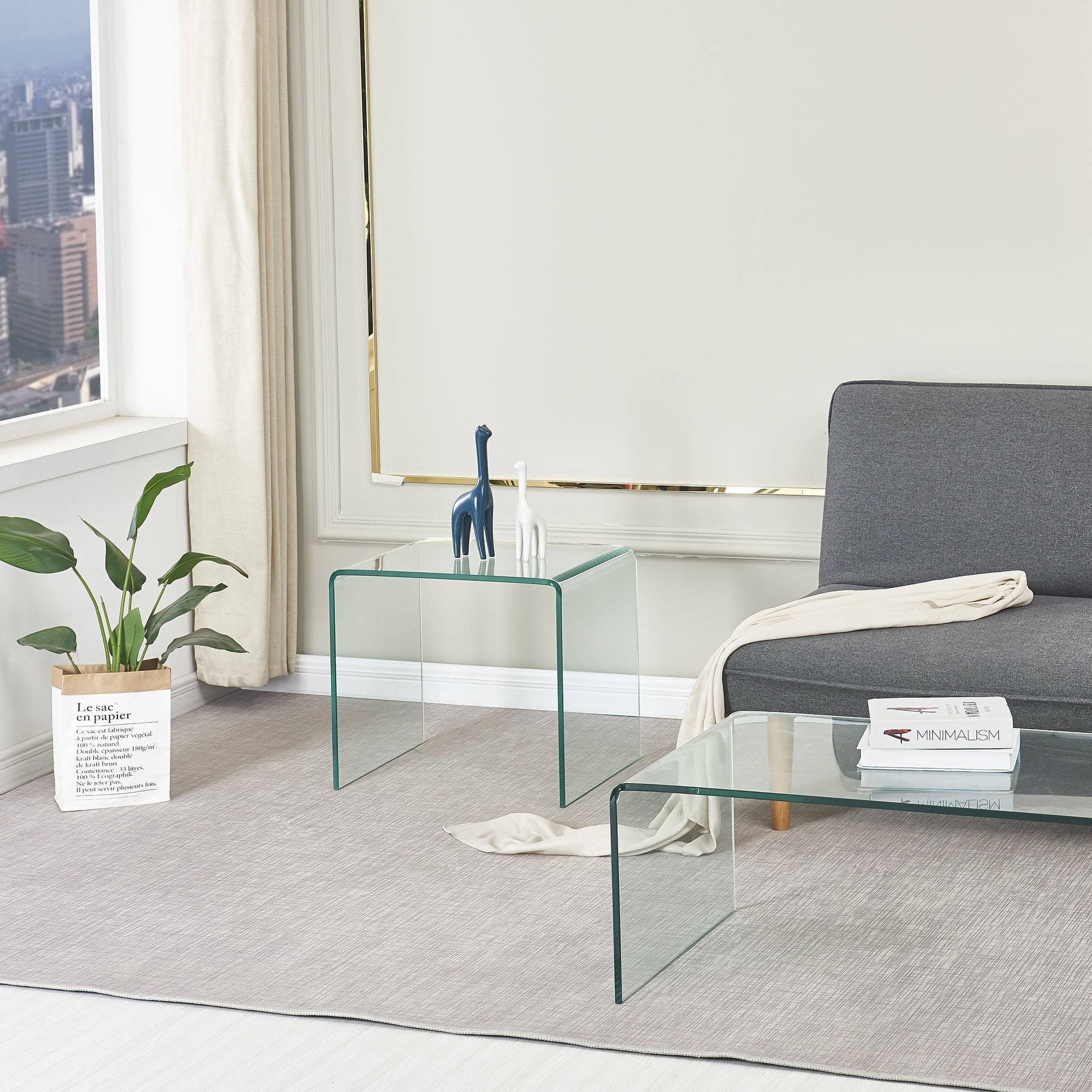 Glass Console Table, Transparent Tempered Glass Console Table - 43.3x13.78x29.52 inch