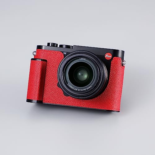 Camera Half Case for Leica Q3,SIUTATDSH Vintage Metal Genuine Leather Camera Protective Cases Stylish Portable Shockproof (BlackC)