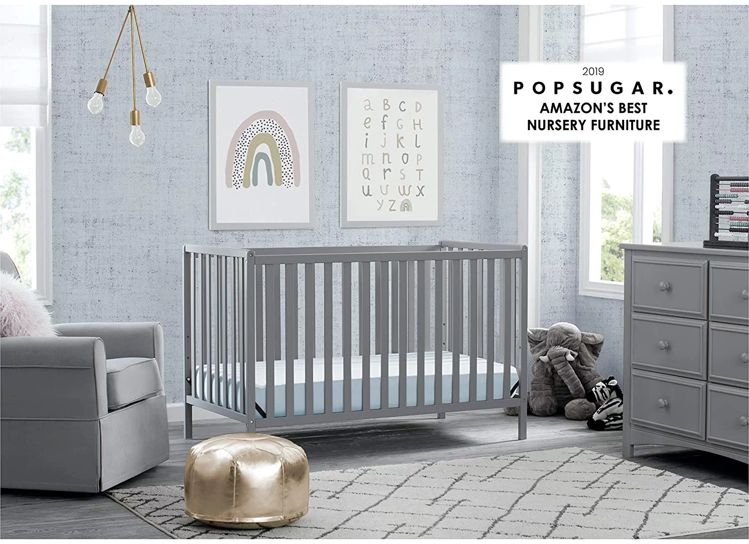 Delta Children Heartland 4-in-1 Convertible Crib - Greenguard Gold Certified, Grey 4-in-1 Crib Grey