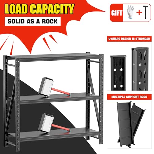 5 Tier Heavy Duty Metal Shelving Unit - Industrial Storage Shelf for Garage and Industrial Use - Durable Storage Shelf Organizer, 24" D x48" W x72" H