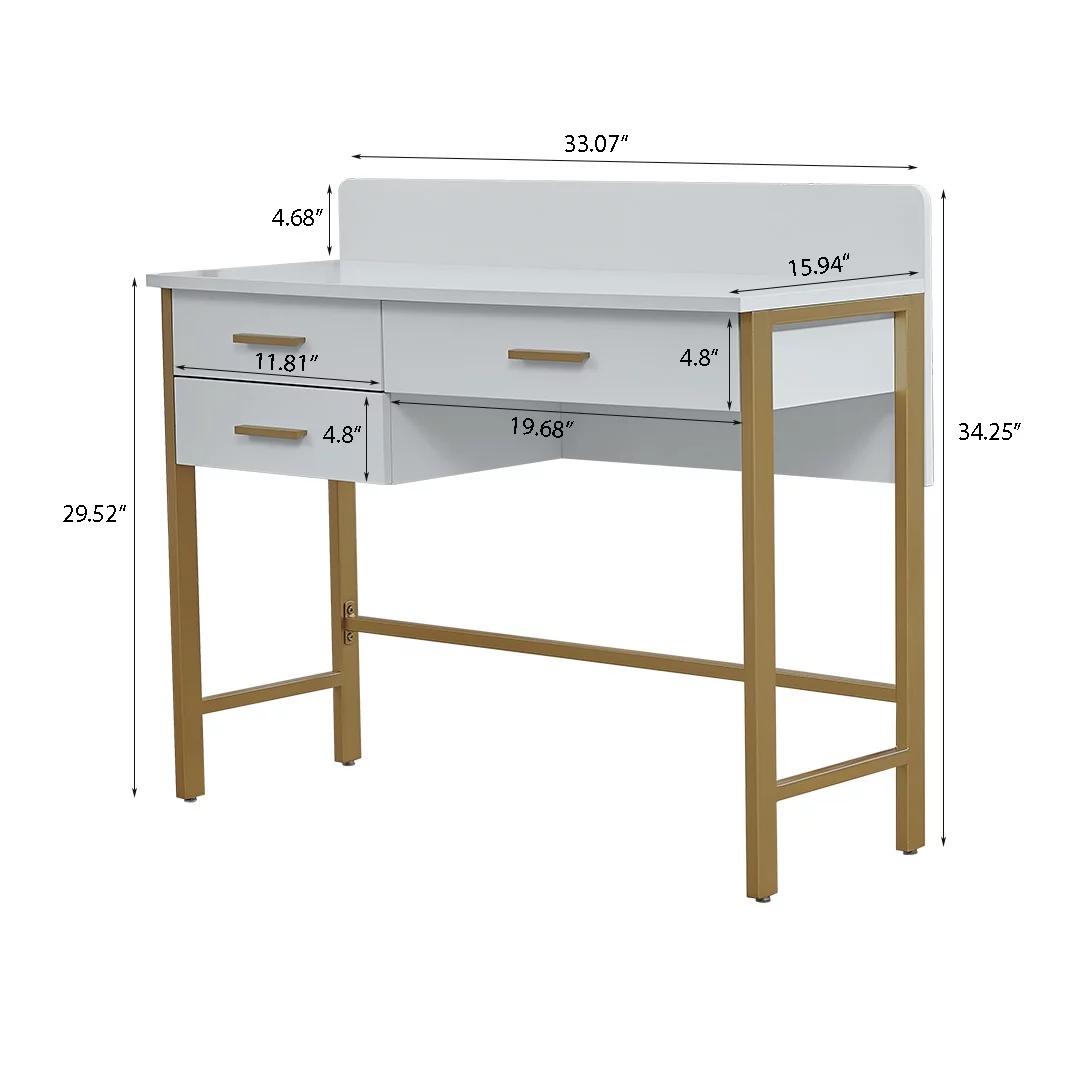White Vanity Makeup Desk with Drawers,Dressing Table with Storage(Without Mirror & Stool)