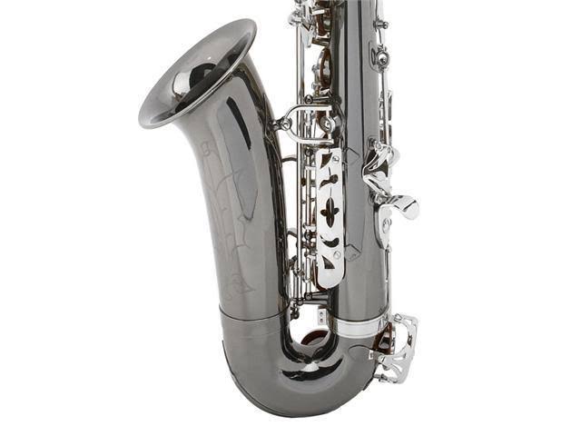 Mendini by Cecilio MTS-BNN+92D Black Nickel Plated and Nickel Plated Keys B Flat Tenor Saxophone with Tuner, Case, Mouthpiece, 1