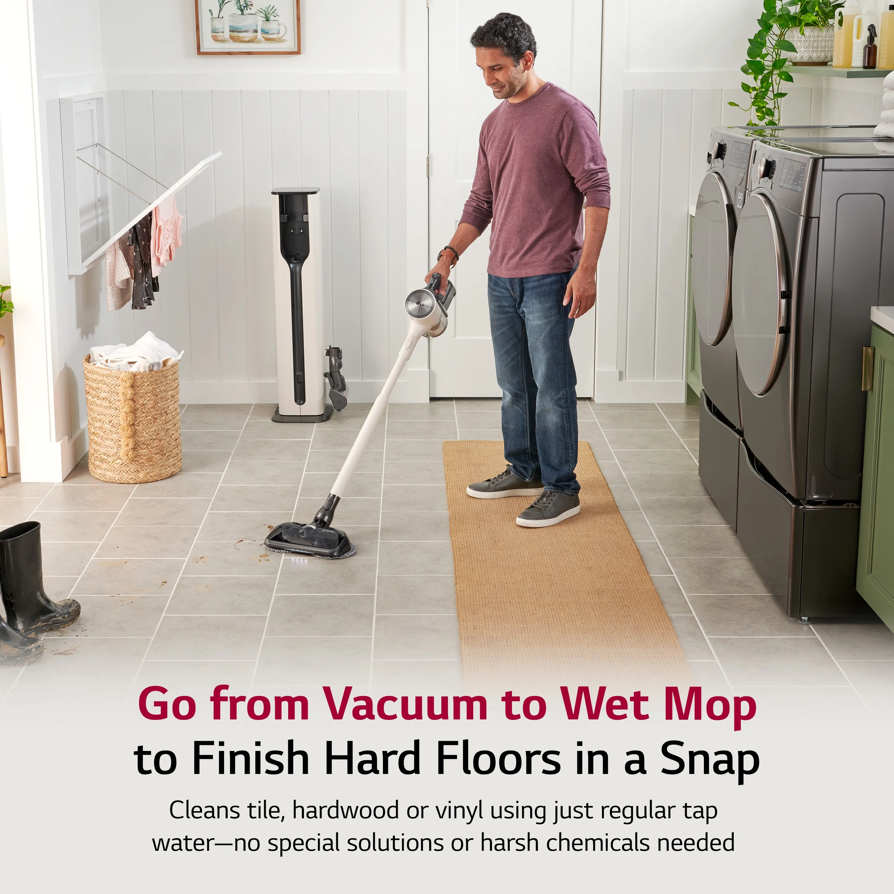 LG - A939KBGS CordZero All in One Auto Empty Cordless Stick Vacuum - Sand Beige
