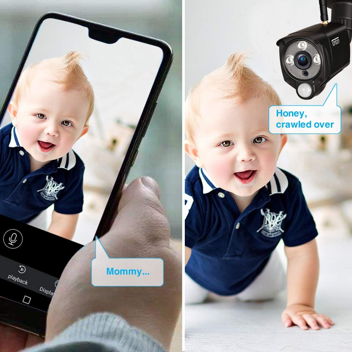 [2K&2 Way Audio&Thermal Detection] Tonton Wireless All-in-One Ultra HD Security Camera System with 16 Inch Monitor, 8CH NVR with 1TB HDD,4PCS 3MP Outdoor Bullet IP Cameras,Plug and Play